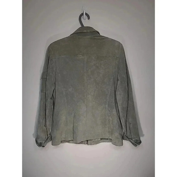 Eddie Bauer Seattle Suede Womens Jacket Gray Size L Western With Pockets - Picture 3 of 4